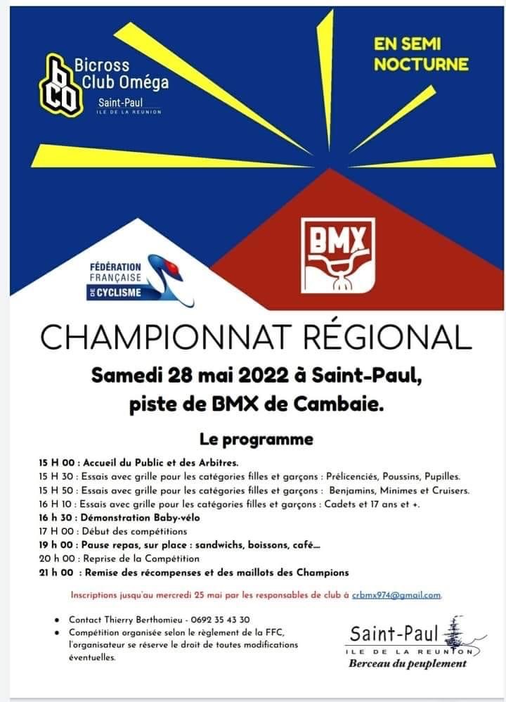 Le programme du championnat Régional