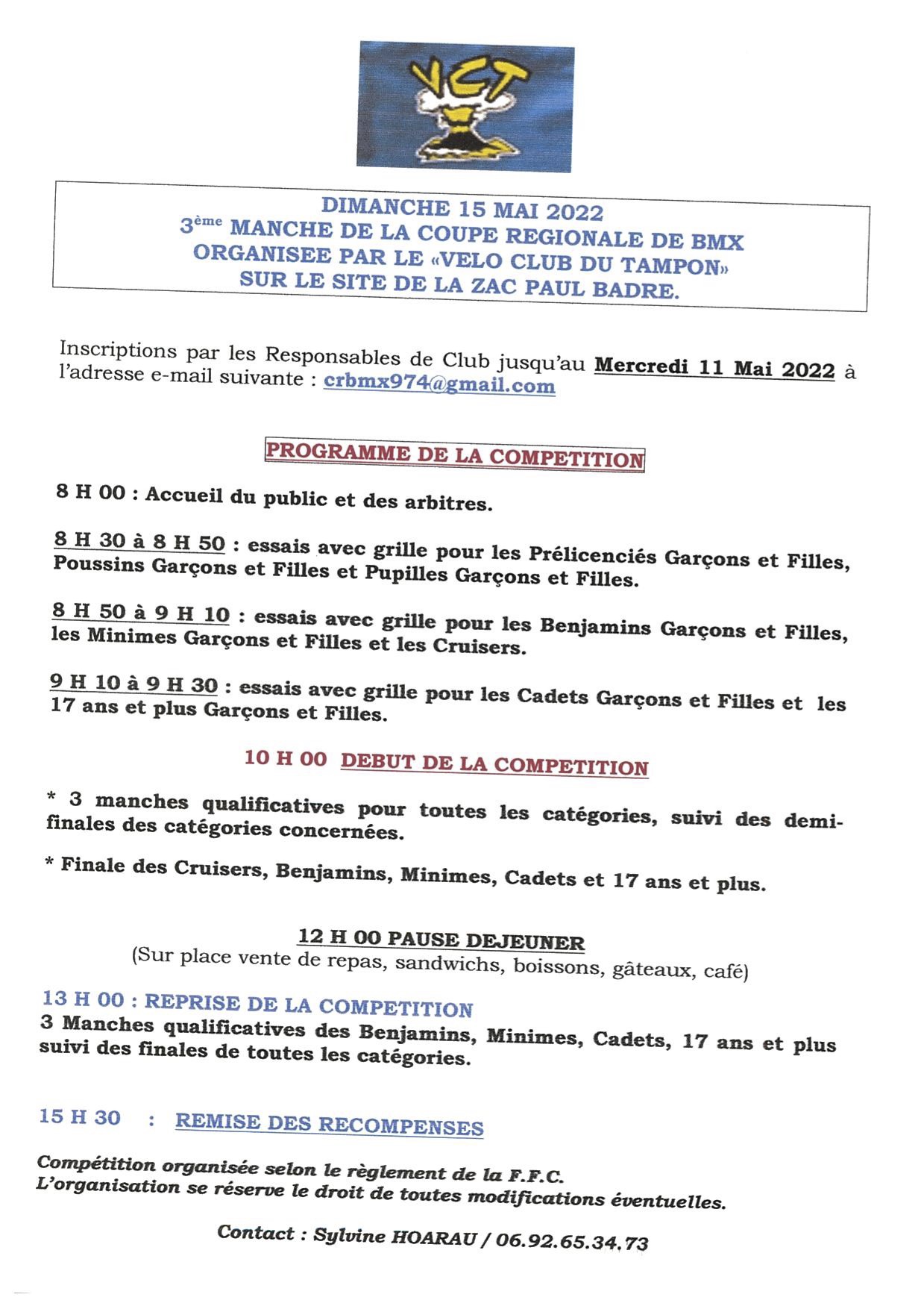 Le programme de la M3 de la coupe rgionale