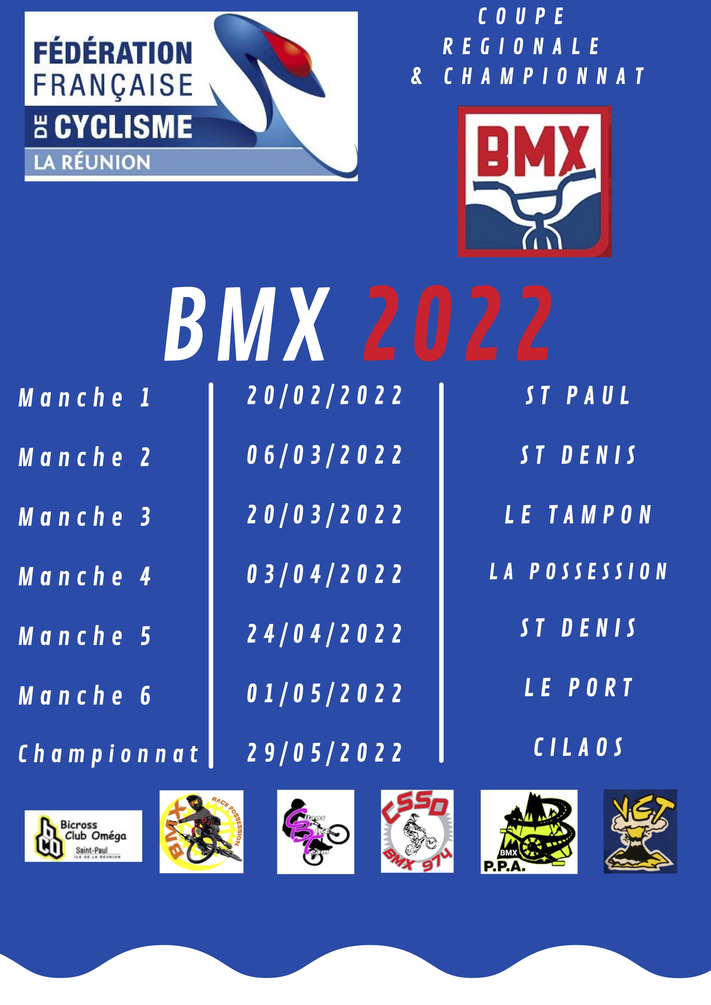 Le clendrier rgional 2022 de BMX