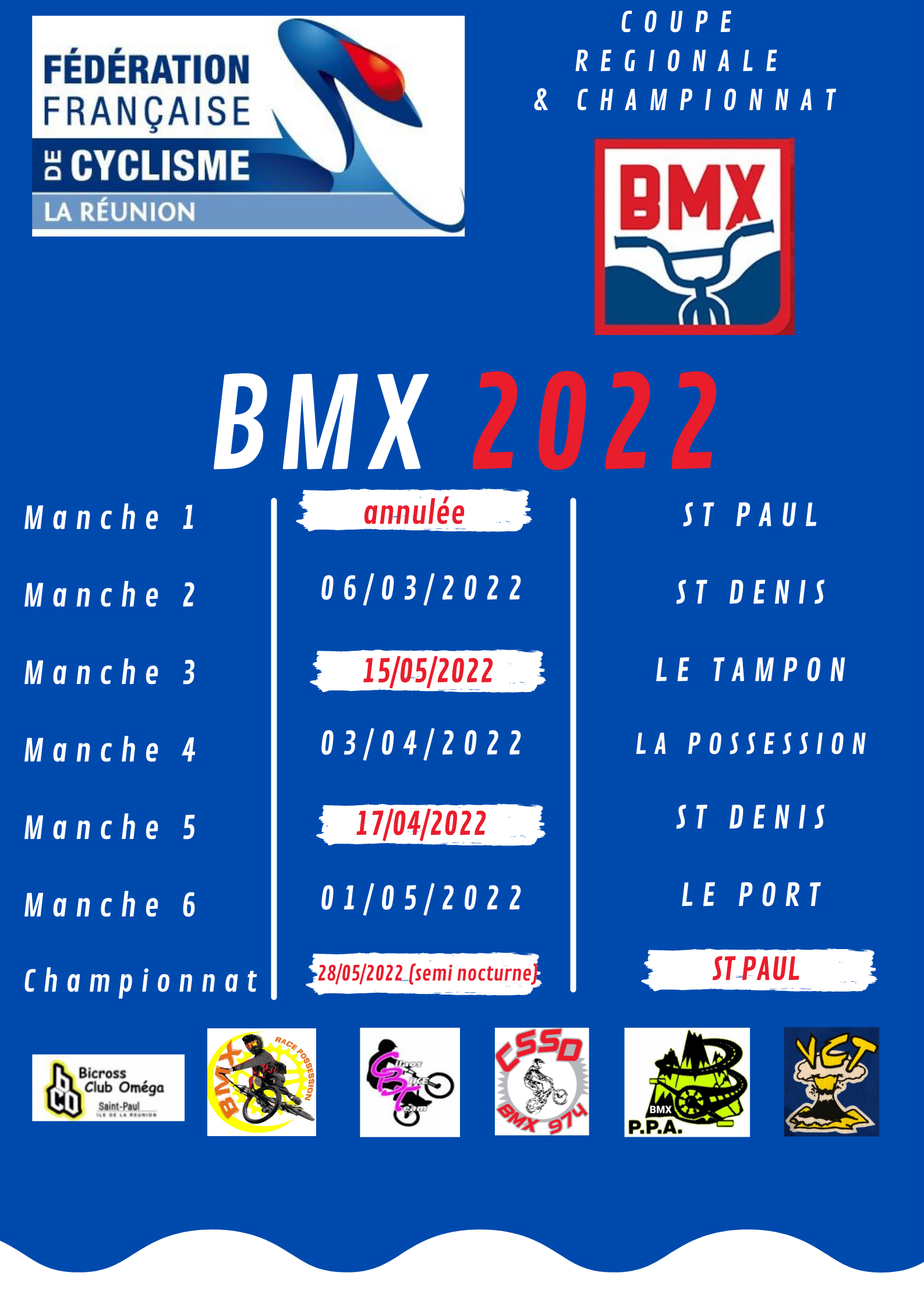 Le clendrier rgional 2022 de BMX