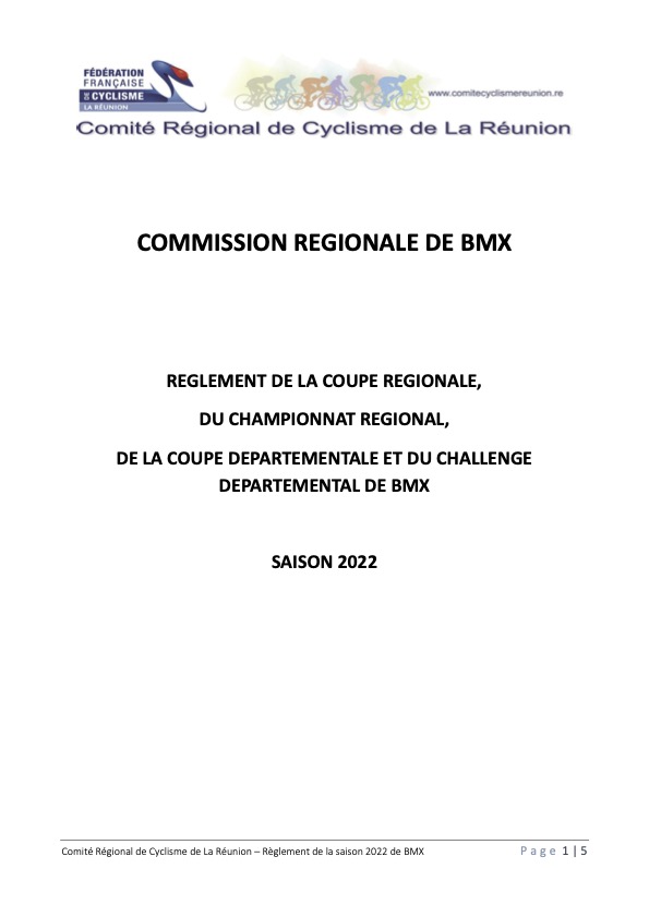 Rglement de la saison de BMX 2022