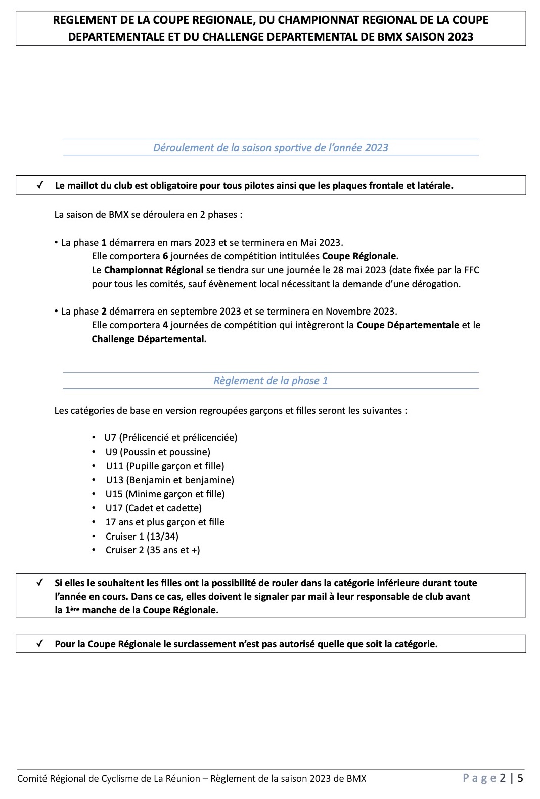 rglement BMX 2023