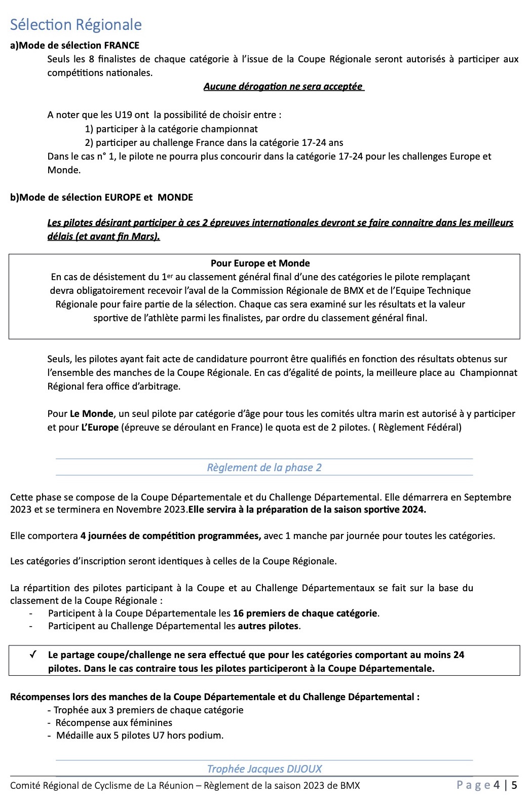rglement BMX 2023